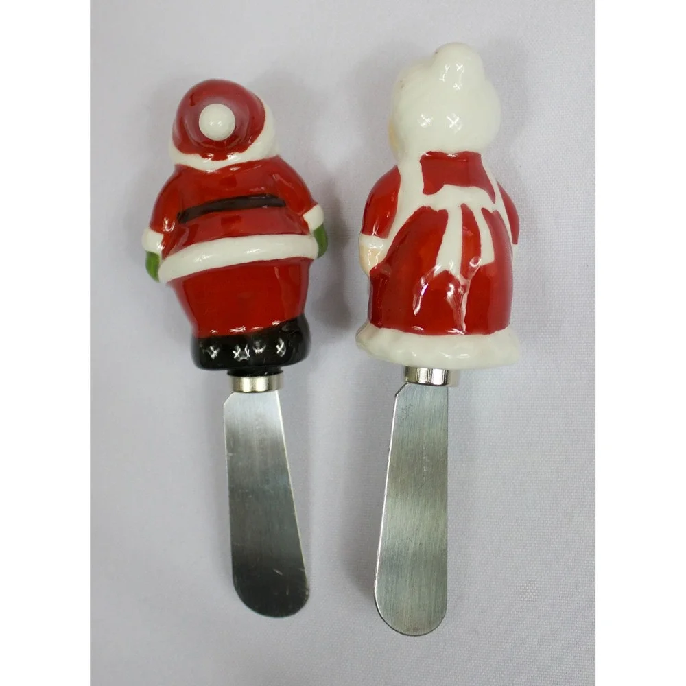 Christmas Holiday Cheese Spreaders Set of 8 Stainless Steel Appetizer Knives